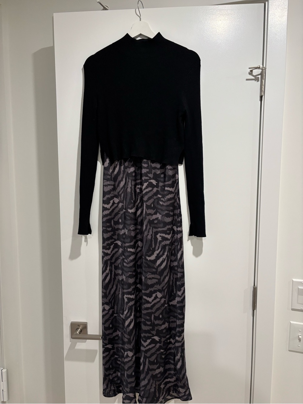 All Saints Hera 2-in-1 Black Knit Top with Slip Cami Dress